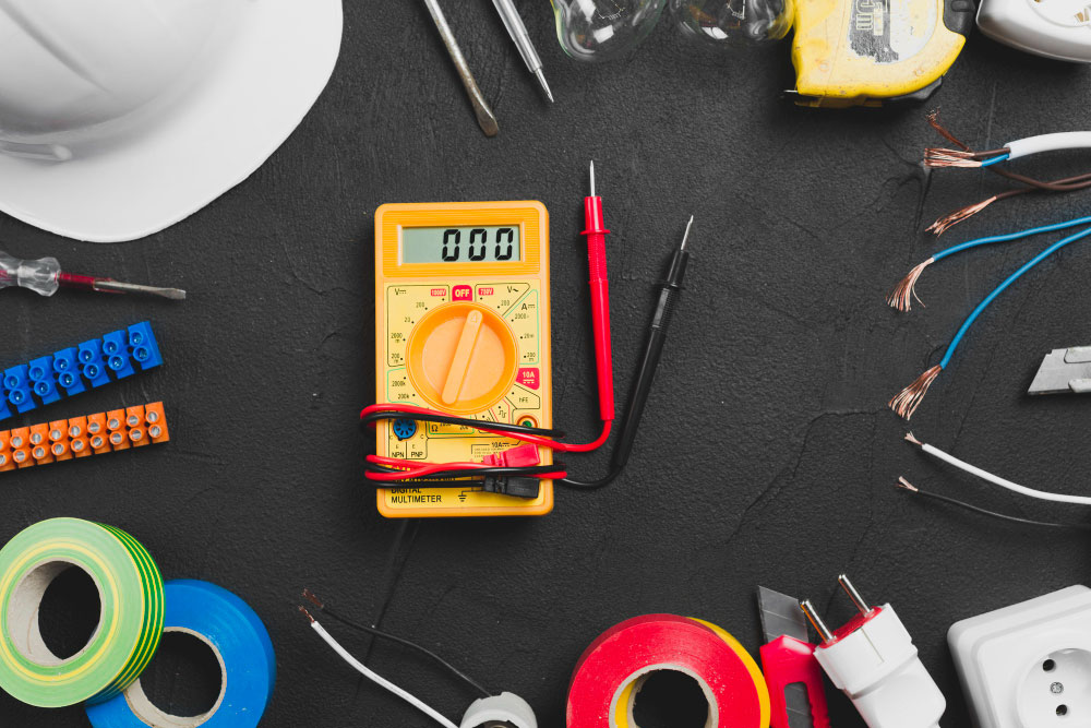 multimeter placed tools